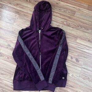 Calvin Klein Plum Velour Zip-Up Hoodie